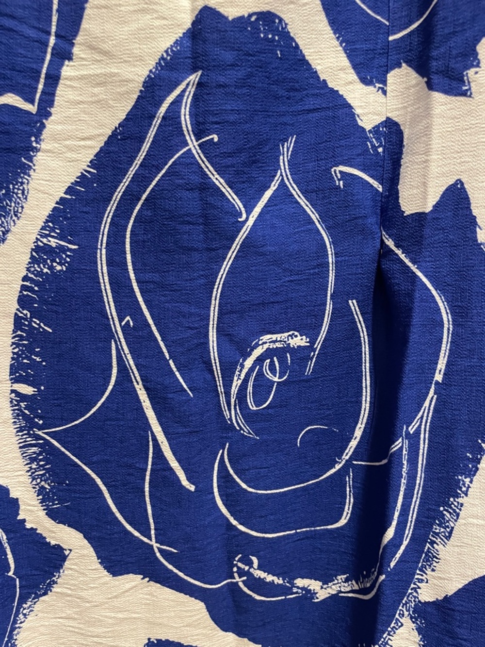 Blue & White Rose-Print Midi Dress with V-Neck by LILY SULLIVAN - Picture 3 of 6